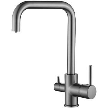 Смеситель для кухни с подключением фильтра BELZ (БЕЛЗ) B76802-3, вороненая сталь