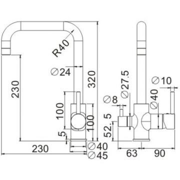 Смеситель для кухни с подключением фильтра BELZ (БЕЛЗ) B76802-3, вороненая сталь