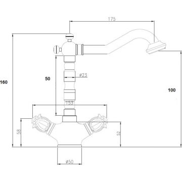 Смеситель для раковины Bronze de Luxe (Бронз Де Люкс) Florence 21318, бронза