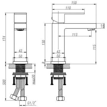 Смеситель для раковины Bronze de Luxe (Бронз Де Люкс) Grani A980, хром