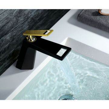 Смеситель для раковины Bronze de Luxe Quadro A919B, черный/золото