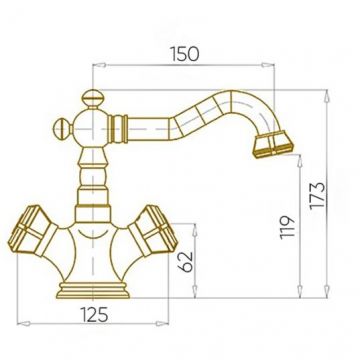 Смеситель для раковины Bronze de Luxe (Бронз Де Люкс) Royal 10218/1, бронза