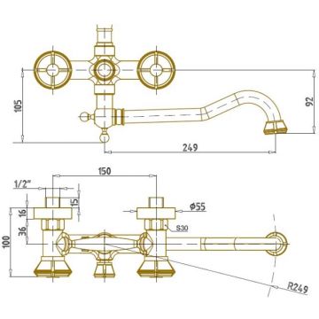 Душевая система Bronze de Luxe Royal 10121DDF, бронза