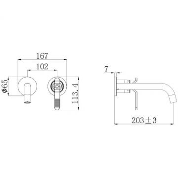 Смеситель для раковины настенный Bronze de Luxe (Бронз Де Люкс) 1760S 5530CG, матовое золото
