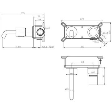 Смеситель для раковины настенный Bronze de Luxe (Бронз Де Люкс) Focus 24686BG, черный