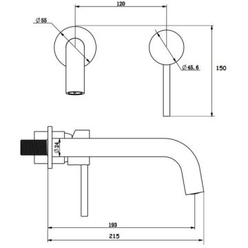 Смеситель для раковины настенный Bronze de Luxe (Бронз Де Люкс) Scandi 14511C, хром