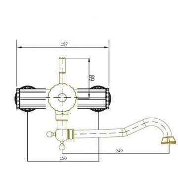 Смеситель для раковины настенный Bronze de Luxe (Бронз Де Люкс) Windsor 10111, бронза