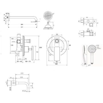 Душевая система встраиваемая Bronze de Luxe (Бронз Де Люкс) Pure A800/9143-3, хром