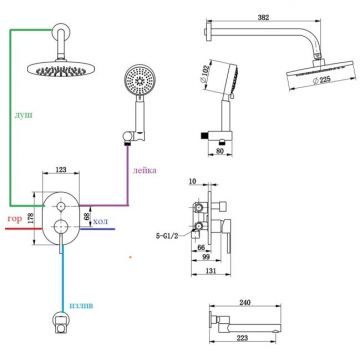 Душевая система встраиваемая Bronze de Luxe (Бронз Де Люкс) Scandi 14582W, белый