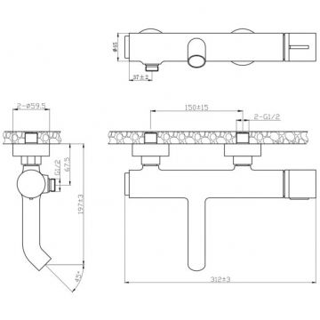 Смеситель для ванны Bronze de Luxe (Бронз Де Люкс) Focus 24603BG, черный