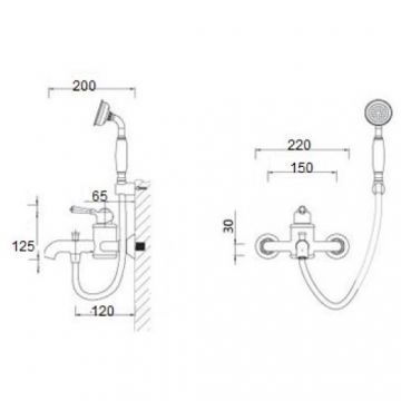 Смеситель для ванны Bronze de Luxe (Бронз Де Люкс) Perse TB9055-PT, хром