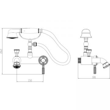 Смеситель для ванны Bronze de Luxe (Бронз Де Люкс) Windsor 10419, бронза