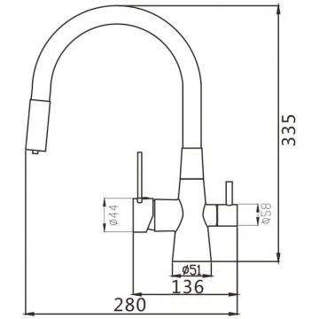 Смеситель для кухни с гибким изливом и подключением фильтра Maretti Project Black PB31RGF71, черный