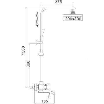 Душевая система Rose R1556H, черный