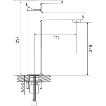 Смеситель для раковины высокий Rose (Розе) R18T R1811T-1, оружейная сталь