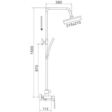 Душевая система Rose R1836T-6, пепельный