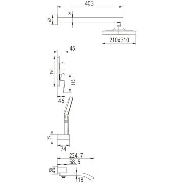 Душевая система встраиваемая Rose R1535F, белый/хром