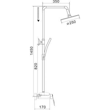 Душевая система с каскадным изливом Rose R1136, хром