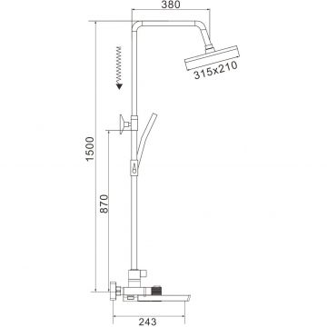 Душевая система с термостатом Rose R1896, хром