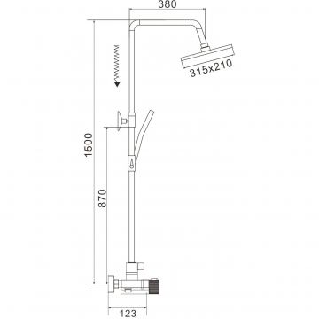 Душевая система с термостатом Rose R1896-6, хром