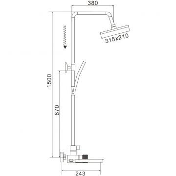 Душевая система с термостатом Rose R1896H, черный