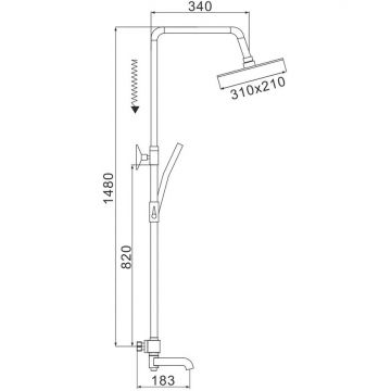 Душевая система с термостатом Rose R3536H, черный