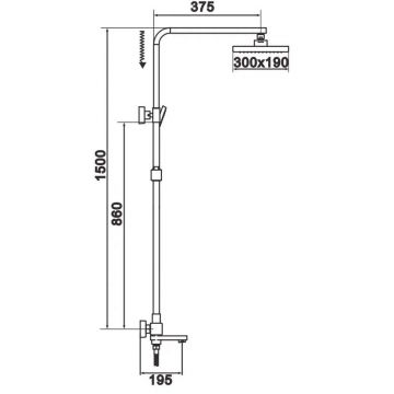 Душевая система Rose R1036, хром