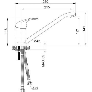 Смеситель для кухни WesnaArt (Весна Арт) Listok LIS01-130, хром