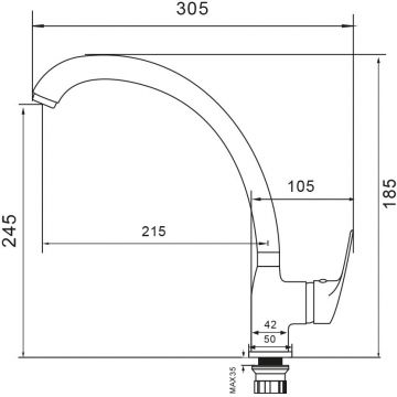 Смеситель для кухни WesnaArt Ocean OCE12-120, хром