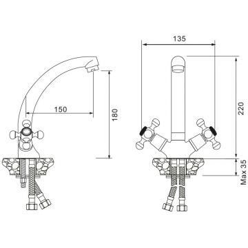 Смеситель для кухни WesnaArt Rassvet RAS02-120, хром