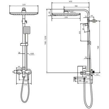 Душевая система WesnaArt Kubus KUB13-314Black, черный