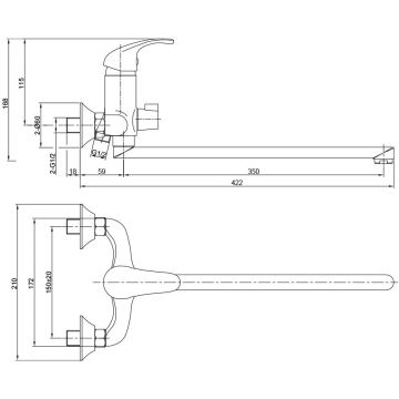 Смеситель для ванны WesnaArt Listok LIS01-320, хром