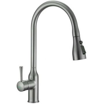 Смеситель для кухни с выдвижным изливом Shevanik (Шеваник) S163T, оружейная сталь