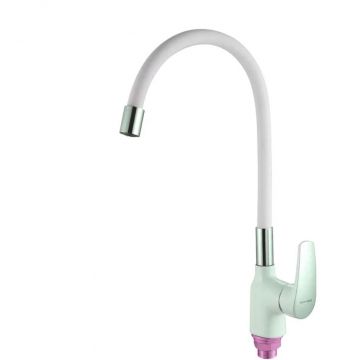 Смеситель для кухни с гибким изливом Shevanik (Шеваник) S443-1, белый