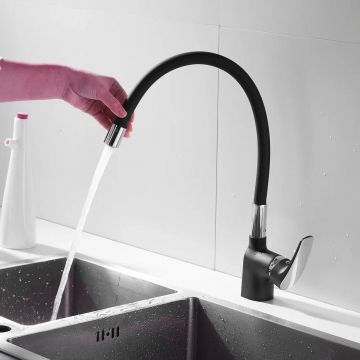 Смеситель для кухни с гибким изливом Shevanik (Шеваник) S443-3, черный