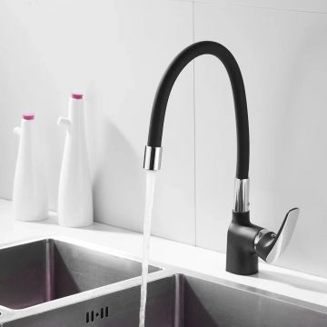 Смеситель для кухни с гибким изливом Shevanik (Шеваник) S443-3, черный