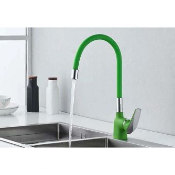 Смеситель для кухни с гибким изливом Shevanik (Шеваник) S443-5, зеленый
