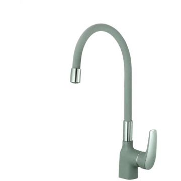 Смеситель для кухни с гибким изливом Shevanik (Шеваник) S443-9, серый