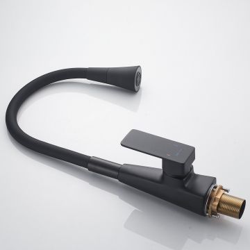 Смеситель для кухни с гибким изливом Shevanik S543H-3, черный