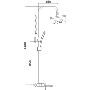 Душевая система Shevanik S6836T, оружейная сталь