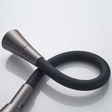 Смеситель для кухни с гибким изливом Shevanik (Шеваник) S543T-3, оружейная сталь/черный