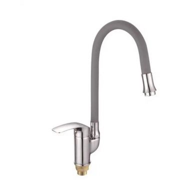 Смеситель для кухни с гибким изливом Shevanik (Шеваник) S5543-9, хром/серый