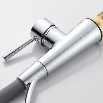 Смеситель для кухни с гибким изливом Shevanik (Шеваник) S743-9, хром/серый