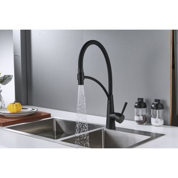 Смеситель для кухни с гибким изливом Shevanik (Шеваник) S743H-3, черный