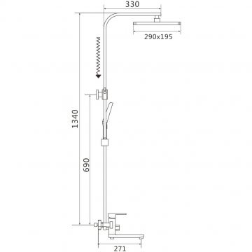 Душевая система Shevanik S7036H, черный