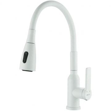 Смеситель для кухни с гибким изливом Shevanik (Шеваник) S843C-1, белый