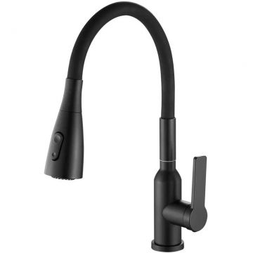 Смеситель для кухни с гибким изливом Shevanik (Шеваник) S843H-3, черный