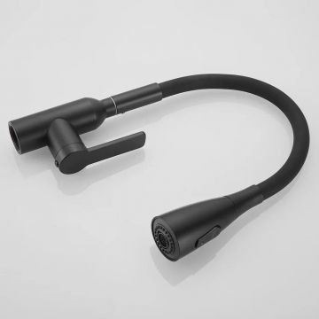 Смеситель для кухни с гибким изливом Shevanik (Шеваник) S843H-3, черный