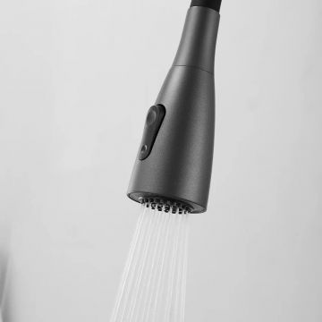 Смеситель для кухни с гибким изливом Shevanik (Шеваник) S843T-3, оружейная сталь/черный