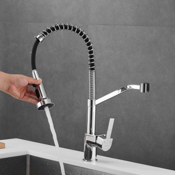 Смеситель для кухни с гибким изливом Shevanik (Шеваник) S963, хром